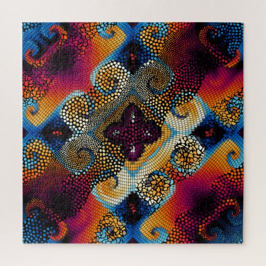 Diagonale Zierwellen: Mosaiktextur Puzzle (Vertikal)