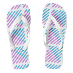 Diagonale zweifarbige Streifen lila blaue FlipFlop Badesandalen
