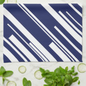 Diagonalen - Blau und Weiß Geschirrtuch (Gefaltet)