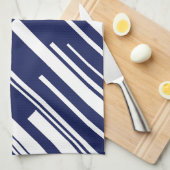 Diagonalen - Blau und Weiß Geschirrtuch (Viertel Falte)