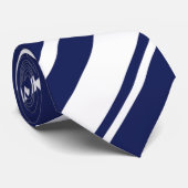 Diagonalen - Blau und Weiß Krawatte (Gerollt)