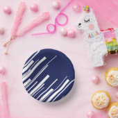 Diagonalen - Blau und Weiß Pappteller (Party)