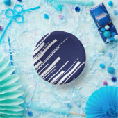 Diagonalen - Blau und Weiß Pappteller (Party)