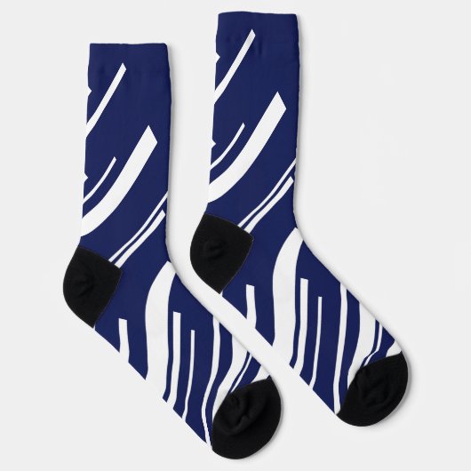 Diagonalen - Blau und Weiß Socken (Rechts)