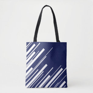 Diagonalen - Blau und Weiß Tasche