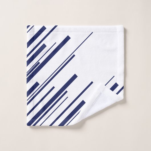 Diagonalen in Blau und Weiß Badhandtuch Set (Waschlappen)