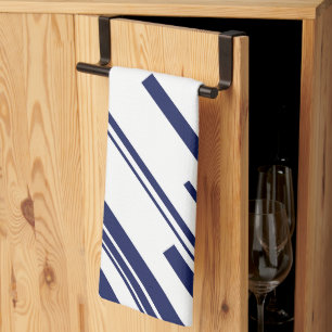 Diagonalen in Blau und Weiß Geschirrtuch