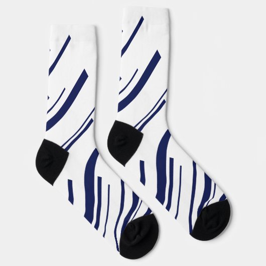 Diagonalen in Blau und Weiß Socken (Rechts)