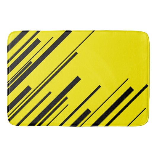 Diagonalen in Gelb und Schwarz Badematte (Vorderseite)