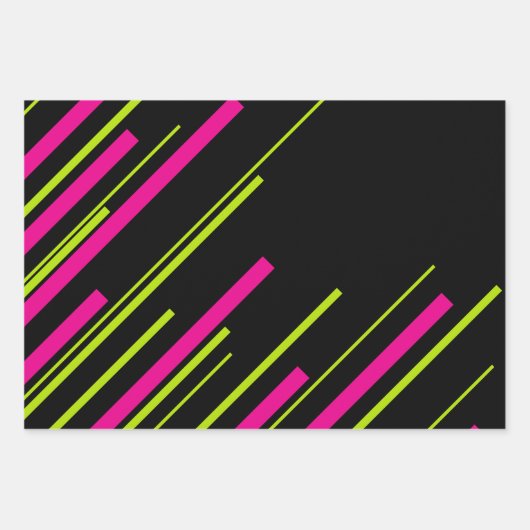 Diagonalen in Kalkgrün, Hot Rosa und Schwarz Geschenkpapier Set (Vorderseite 2)