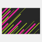 Diagonalen in Kalkgrün, Hot Rosa und Schwarz Geschenkpapier Set (Vorderseite)