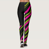 Diagonalen in Kalkgrün, Hot Rosa und Schwarz Leggings (Rückseite)