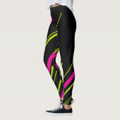 Diagonalen in Kalkgrün, Hot Rosa und Schwarz Leggings (Links)