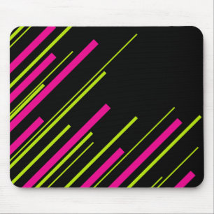 Diagonalen in Kalkgrün, Hot Rosa und Schwarz Mousepad
