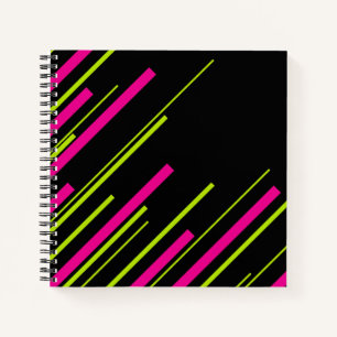Diagonalen in Kalkgrün, Hot Rosa und Schwarz Notizblock