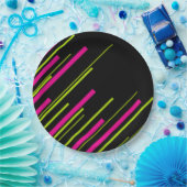 Diagonalen in Kalkgrün, Hot Rosa und Schwarz Pappteller (Party)