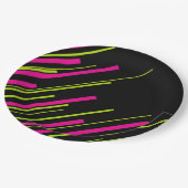 Diagonalen in Kalkgrün, Hot Rosa und Schwarz Pappteller (Schrägansicht)