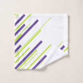Diagonalen in Kalkgrün und Lila Badhandtuch Set (Waschlappen)