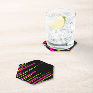 Diagonalen in Limettengrün, Hot Pink und Schwarz Untersetzer