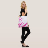 Diagonalen in Magenta und Weiß Tasche (Am Model)