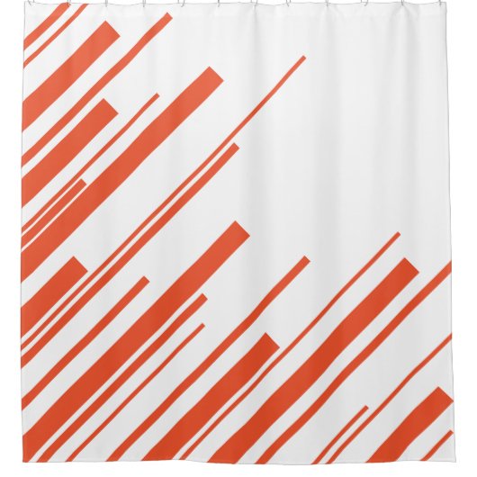 Diagonalen in Orange und Weiß Duschvorhang (Vorderseite)