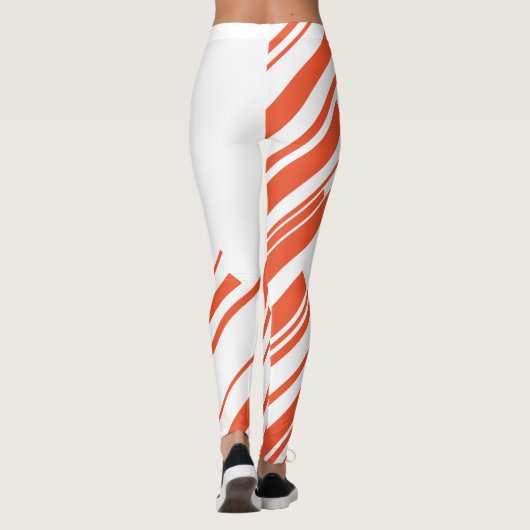 Diagonalen in Orange und Weiß Leggings (Rückseite)
