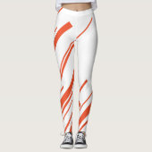 Diagonalen in Orange und Weiß Leggings (Vorderseite)