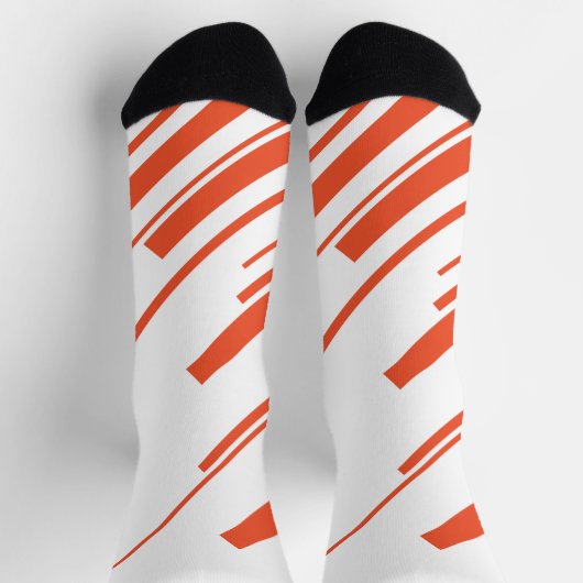 Diagonalen in Orange und Weiß Socken (Oben)