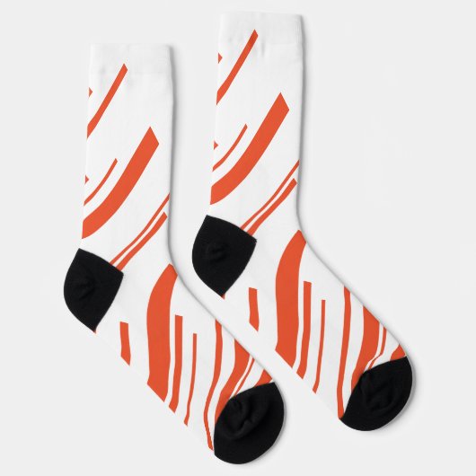 Diagonalen in Orange und Weiß Socken (Rechts)