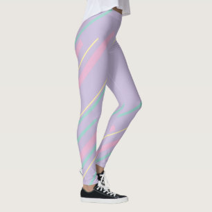 Diagonalen - Pastellrosa, Gelb, Lila und Grün Leggings