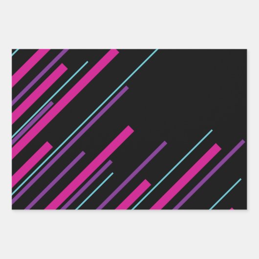 Diagonalen - rosa, Lila, blau und schwarz Geschenkpapier Set (Vorderseite)