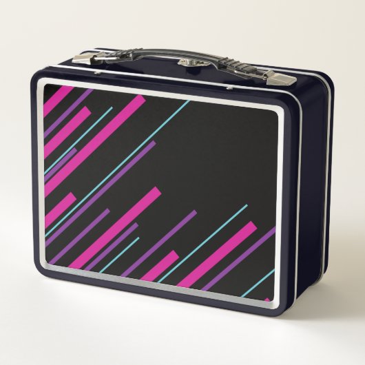 Diagonalen - rosa, Lila, blau und schwarz Metall Brotdose (Rückseite)