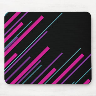 Diagonalen - rosa, Lila, blau und schwarz Mousepad