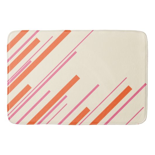 Diagonalen - Rosa, Orange und Creme Badematte (Vorderseite)