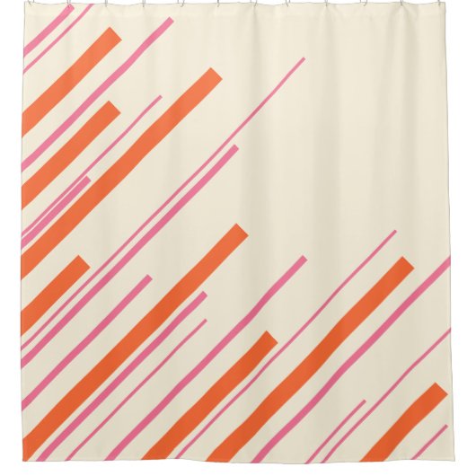 Diagonalen - Rosa, Orange und Creme Duschvorhang (Vorderseite)