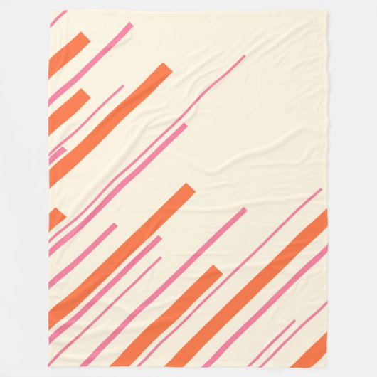 Diagonalen - Rosa, Orange und Creme Fleecedecke (Vorderseite)