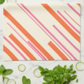 Diagonalen - Rosa, Orange und Creme Geschirrtuch (Gefaltet)