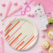 Diagonalen - Rosa, Orange und Creme Pappteller (Party)