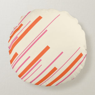 Diagonalen - Rosa, Orange und Creme Rundes Kissen