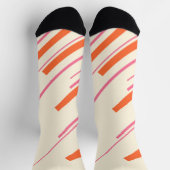 Diagonalen - Rosa, Orange und Creme Socken (Oben)