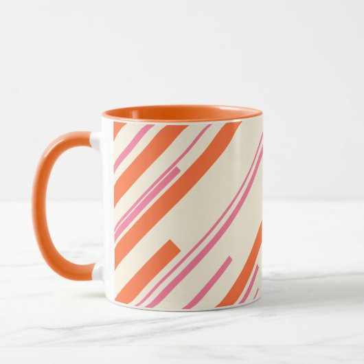 Diagonalen - Rosa, Orange und Creme Tasse (Links)