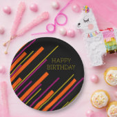 Diagonalen - schwarz, rosa, orange und gelb pappteller (Party)