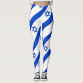 diagonaler blauer Davidsstern striped Weiß Leggings (Vorderseite)