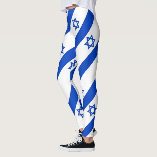 diagonaler blauer Davidsstern striped Weiß Leggings (Links)