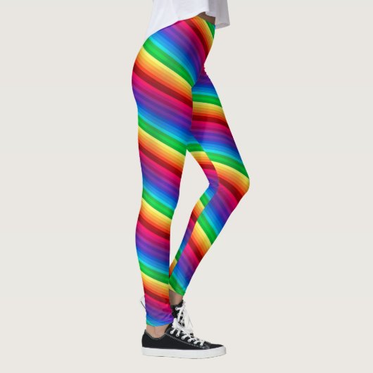 Diagonaler bunter Regenbogen abgestreifte Leggings (Rechts)