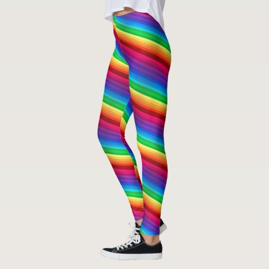 Diagonaler bunter Regenbogen abgestreifte Leggings (Links)