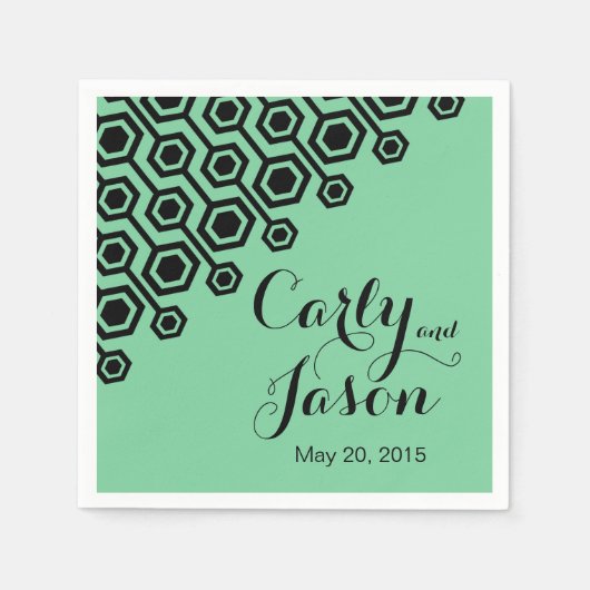 Diagonaler geometrischer Cocktail | Minze Serviette (Vorderseite)