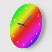 Diagonaler Regenbogen Rot bis Grün Große Wanduhr (Winkel)