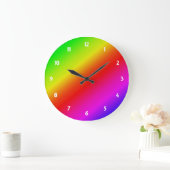 Diagonaler Regenbogen Rot bis Grün Große Wanduhr (Zuhause)