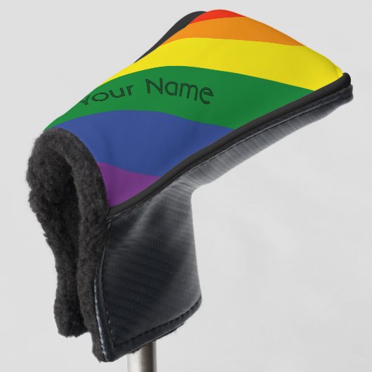 Diagonaler Regenbogen Stripter Individuelle Name Golf Headcover (3/4 Vorderseite)